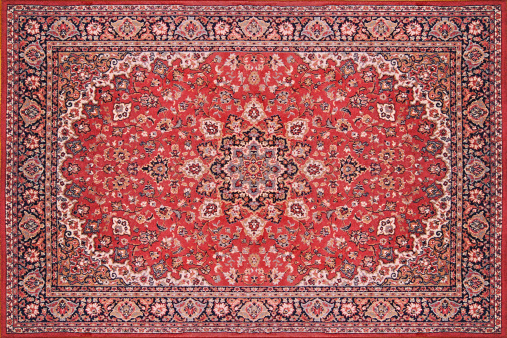 Full view of a persian rug carpet from above.