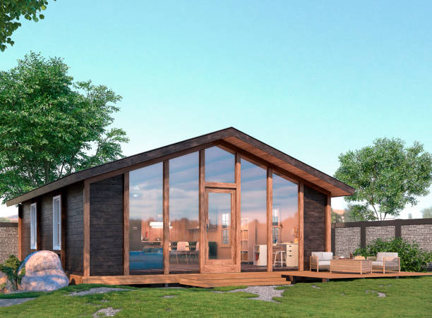 istock Luxury modular house exterior. 3d illustration 1350931903