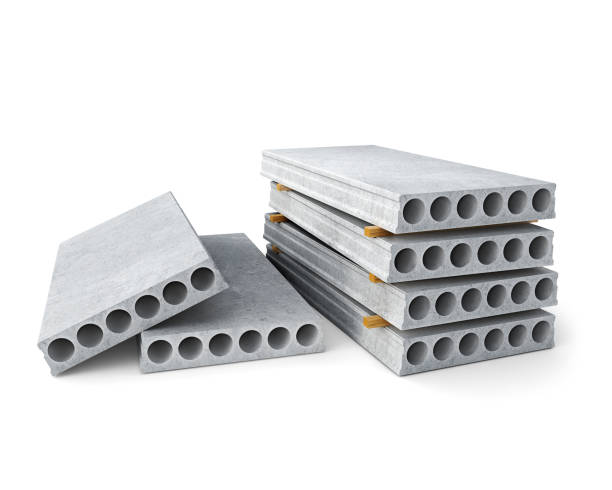 istock Concrete goods production: stack of floor slabs, 3d illustration 1350931949
