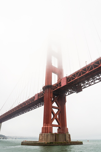 Famous Golden Gate bridge in San Francisco on a foggy day, USA