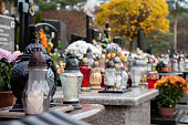 eastern europe cemetery, candles