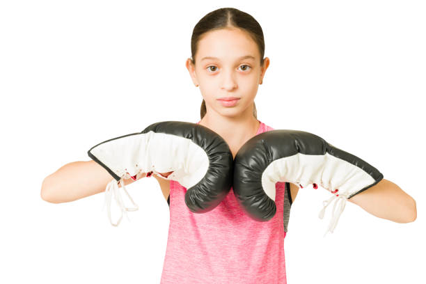 I'm ready. Skilled teen girl with a lot of motivation challenging an opponent to a boxing competition