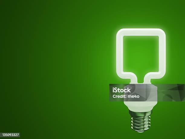 3 D Energy Saving Fluoreszierend Glühbirne Auf Grünem Hintergrund Stockfoto und mehr Bilder von Dreidimensional