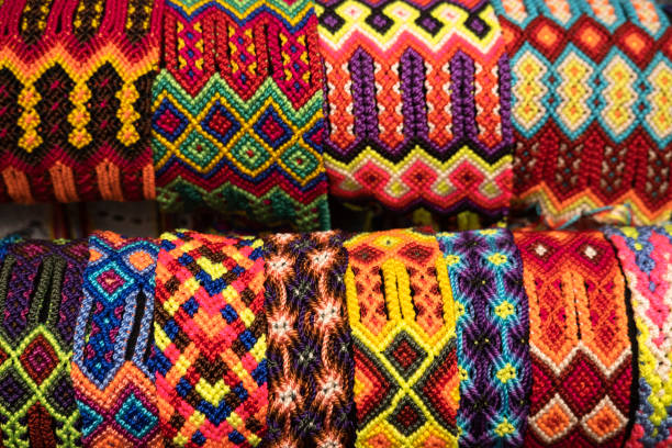 istock Colorful hand crafted bracelets in market 1350936992
