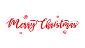 istock Merry Christmas red lettering on white background. Vector 1350937056