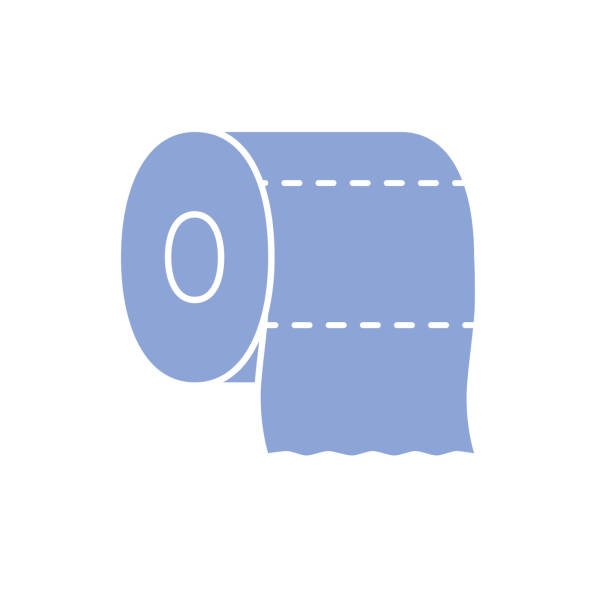 Toilet paper roll flat icon Toilet paper roll tissue icon cartoon flat vector isolated paper towel stock illustrations