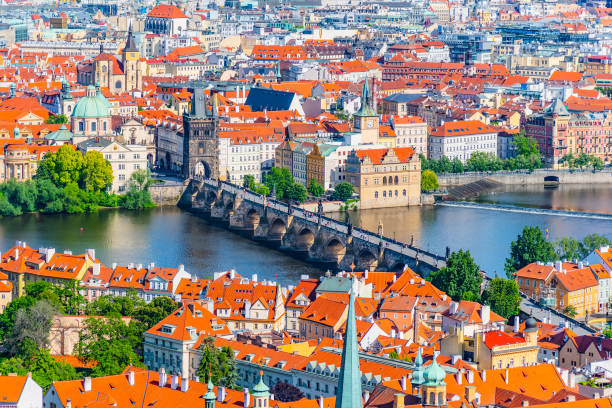 istock Charles Bridge and Vltava River in Prague 1350941121