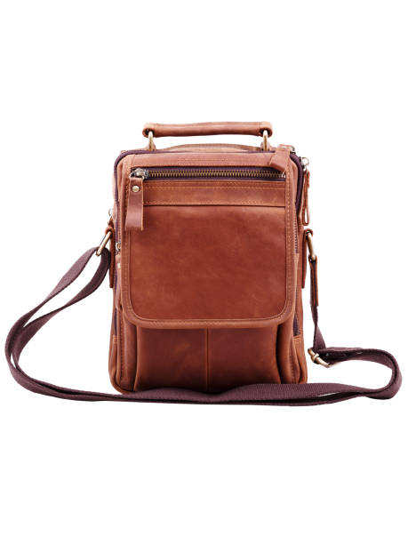 istock Leather men's bag with a belt on a white background 1350942585