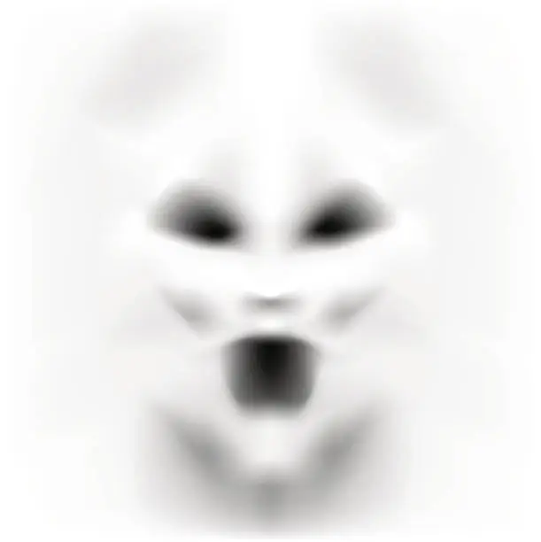 Vector illustration of Frightening face in white emerging from a white background
