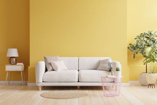 istock Yellow wall living room have sofa and decoration. 1350949706