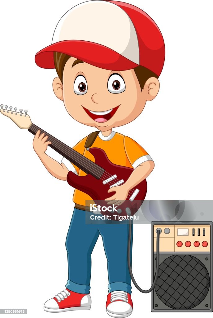 Ilustración de Niño De Dibujos Animados Tocando La Guitarra Eléctrica y más  Vectores Libres de Derechos de Amplificador - iStock