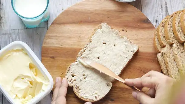 cutting butter on chopping board