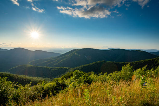 parco nazionale di shenandoah, virginia. - blue ridge mountains appalachian mountains appalachian trail skyline drive foto e immagini stock