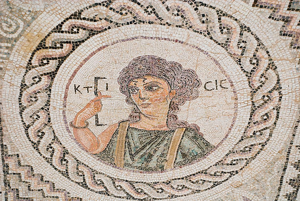 Roman mosaic A ancient Roman mosaic on the floor of a Roman mansion. kourion stock pictures, royalty-free photos & images