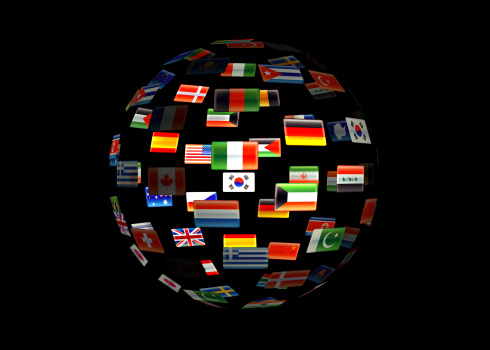 A Sphere of flags shaped like planet earth.