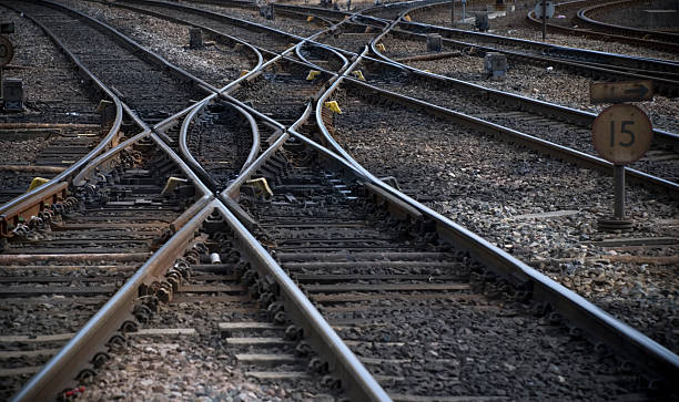 istock Rail track cross roads 135095642