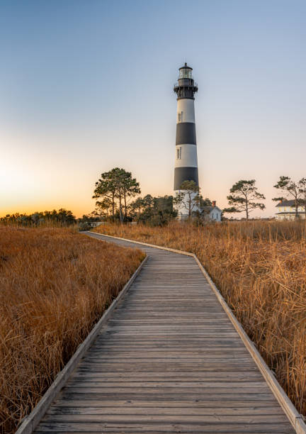 Bodie Island Lighthouse, North Carolina , USA. Bodie Island Lighthouse is located at the northern end of Cape Hatteras National Seashore, North Carolina , USA. bodie island stock pictures, royalty-free photos & images