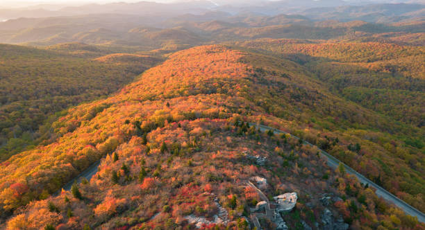 istock Blue Ridge Parkway in fall season at sunrise. 1350958340