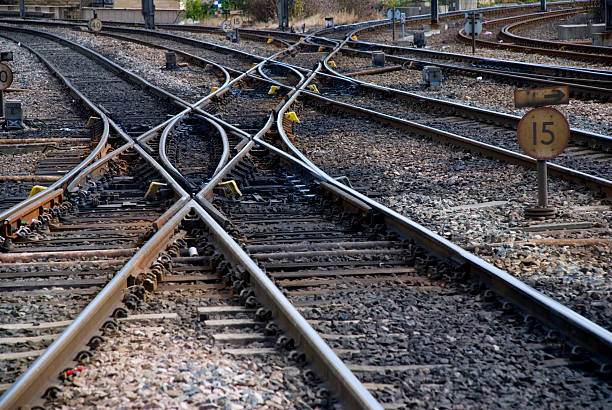 istock Railroad tracks crossing over each other 135096010
