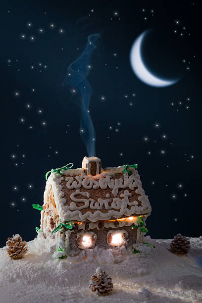 istock Gingerbread home at the night in winter 135096189