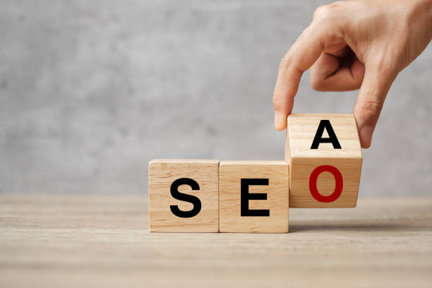 istock Hand flip SEA to SEO text wooden cube blocks on table background. Search Engine Optimization, Advertising, Idea, Strategy, marketing, Keyword and Content concept 1350963052
