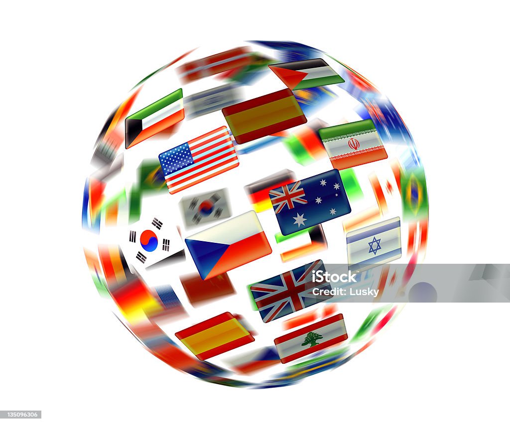 Globe of flags Motion blurr with a motion blur effect on some of the flags. All African Flags Stock Photo