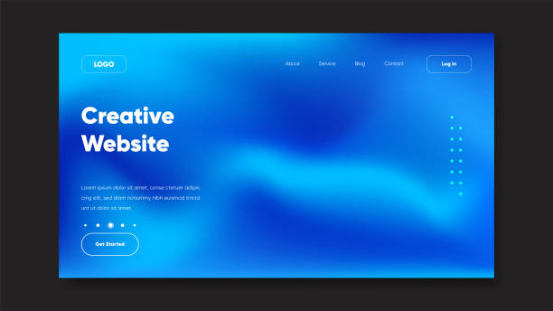 ウェブサイトのランディングページテンプレートのデザイン。ウェブサイトのための現代未来的な背景デザイン - focus on background abstract backgrounds blue点のイラスト素材／クリップアート素材／マンガ素材／アイコン素材