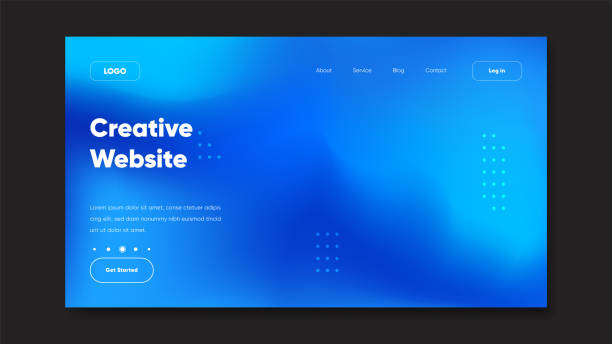 웹 사이트 방문 페이지 템플릿 디자인. 웹 사이트를 위한 현대적인 미래 지향적 배경 디자인 - focus on background abstract backgrounds blue stock illustrations