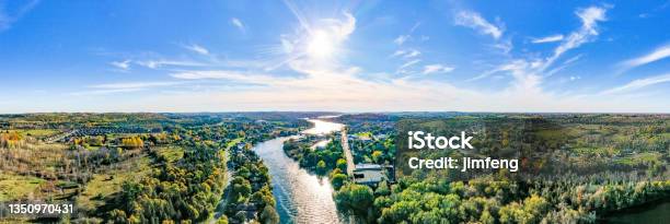 Aerial Townscape And Trent River Hastings Canada Stock Photo - Download Image Now - Panoramic, Rural Scene, Public Park