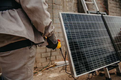 using elevator to install solar panels