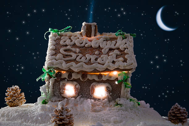 istock Gingerbread home at the night in winter 135097534