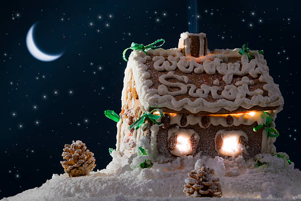istock Gingerbread home at the night in winter 135097565