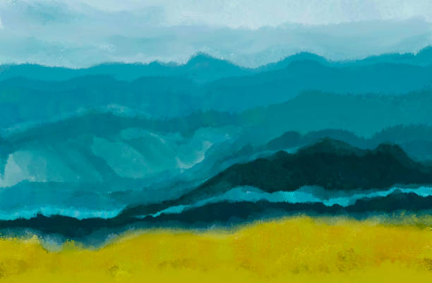 istock nice view of mountain digital watercolor paint nature background 1350977015