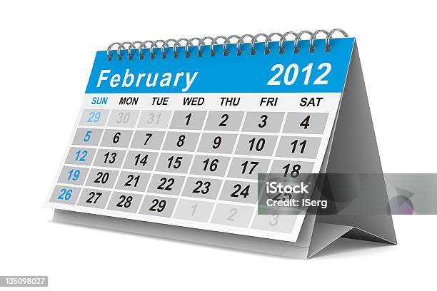 Foto de 2012 Ano Calendário De Fevereiro De Imagem 3d Isolada e mais fotos de stock de 2012