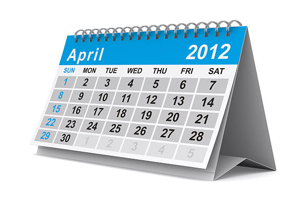 2012 anno di calendario. aprile. immagine 3d isolato - april 2012 calendar year foto e immagini stock