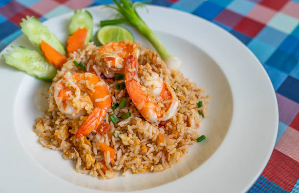Shrimps fried rice Shrimps fried rice of Thai food Shrimp Fried Rice stock pictures, royalty-free photos & images