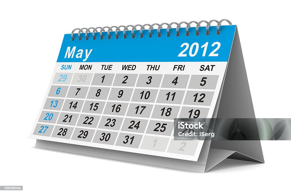 2012 Jahr Kalender. Mai. Isolierte 3D-Bild - Lizenzfrei 2012 Stock-Foto