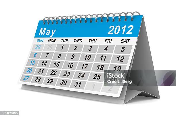 2012 Jahr Kalender Mai Isolierte 3dbild Stockfoto und mehr Bilder von 2012 - 2012, Aktenordner, Blau