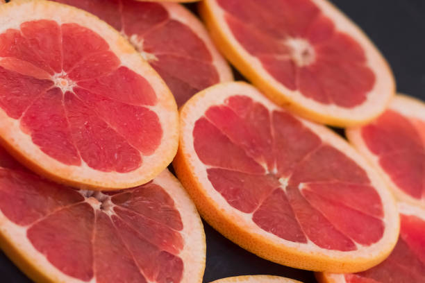 istock Sliced slices of red grapefruit. 1350987295