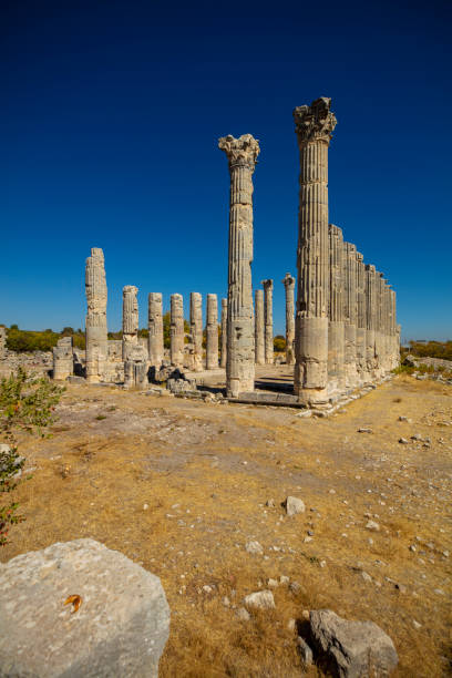 the temple of zeus of diokaesareia ( uzuncaburc ) ancient city in mersin, turkey - uzuncaburc temple roman mediterranean culture imagens e fotografias de stock