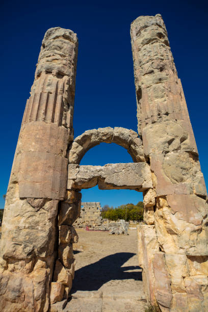 the temple of zeus of diokaesareia ( uzuncaburc ) ancient city in mersin, turkey - tyche stok fotoğraflar ve resimler