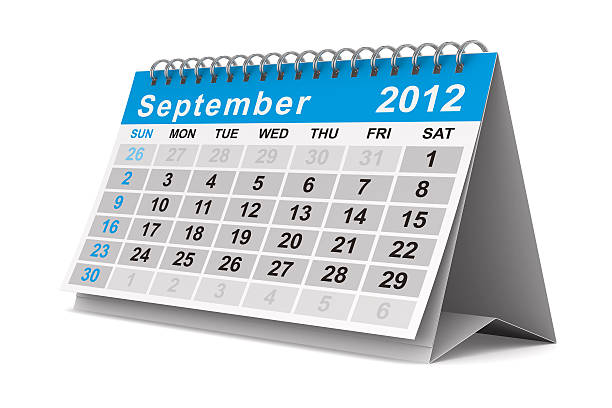 2012 roku kalendarzowego. września. pusta obrazu 3d - september calendar 2012 three dimensional shape zdjęcia i obrazy z banku zdjęć