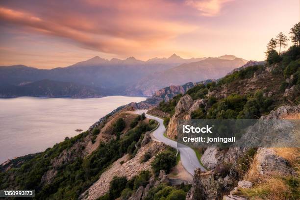 Winding Coast Road In Corsica Stock Photo - Download Image Now - Journey, Road, Corsica