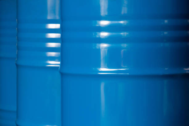 istock blue metal containers background. blue iron tank 200 litres. 1350994309