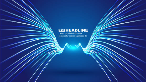 illustrations, cliparts, dessins animés et icônes de l’arrière-plan du sentiment de force de la technologie internet avec la collision lumineuse se déplaçant l’un vers l’autre - light painting