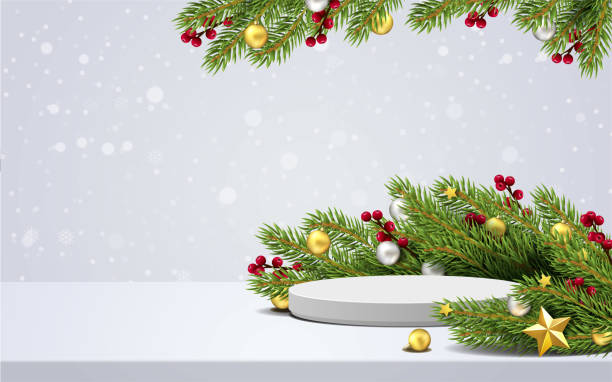 istock Elegant christmas and happy new year mock up scene. 1351000600
