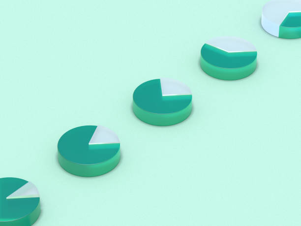 istock 3D rendered transparent pie charts with marked parts on a light background. Illustration for infographics or presentation of results. Visualization for markets and statistics. 1351003077
