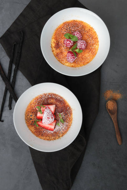 istock Creme Brulee Dessert with Vanilla and Strawberries 1351003122