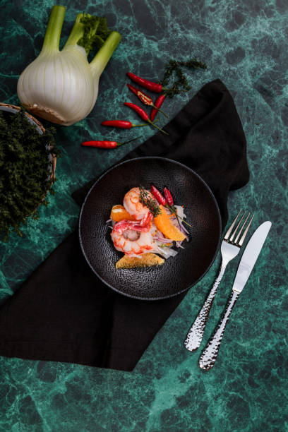 istock Seafood Prawn Salad with oranges and chili 1351003387