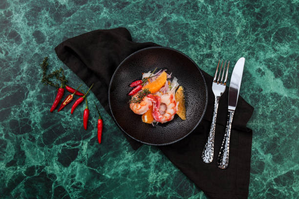 istock Seafood Prawn Salad with oranges and chili 1351003388